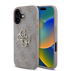 Apple Guess IPHONE 16 - COQUE EN PU 4G AVEC LOGO METAL - Rose