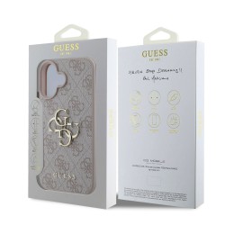 Apple Guess IPHONE 16 - COQUE EN PU 4G AVEC LOGO METAL - Rose
