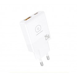 Wuw Chargeur Rapide USB-A / USB-C (PD25W+QC3.0) GaN - Blanc C217