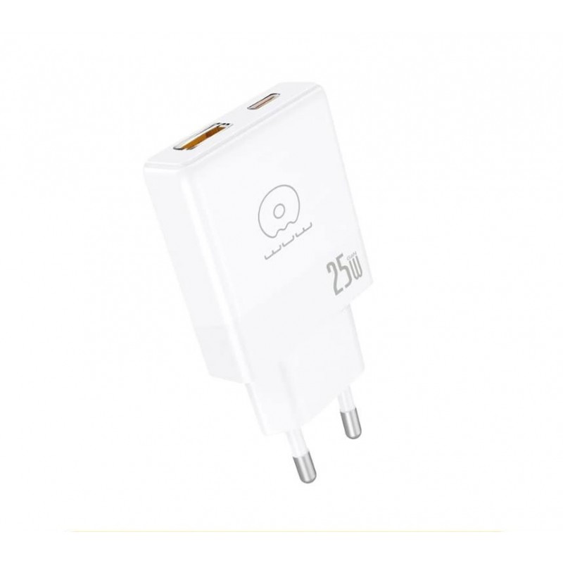 Wuw Chargeur Rapide USB-A / USB-C (PD25W+QC3.0) GaN - Blanc C217 Wuw Chargeur Rapide USB-A / USB-C (PD25W+QC3.0) GaN - Blanc C217