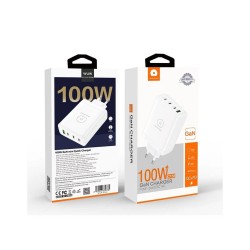 Wuw Chargeur Rapide 100W GaN - 3 USB-C / 1 USB-A - Blanc C158