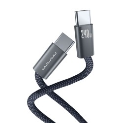 Wuw Cable Nylon Charge Rapide PD240W USB-C Vers USB-C Noir X217