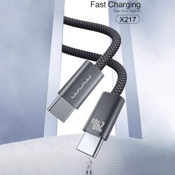 Wuw Cable Nylon Charge Rapide PD240W USB-C Vers USB-C Noir X217