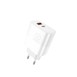 Wuw Chargeur USB-A / USB-C (PD-30W + QC-18W) Blanc Sous Blister (C208)