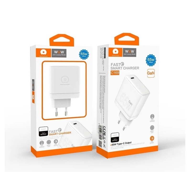 Wuw Chargeur Rapide 65W GaN - USB-C - Blanc C169 Wuw Chargeur Rapide 65W GaN - USB-C - Blanc C169