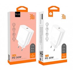 Wuw Chargeur Rapide USB-C PD 30W Blanc sous blister (C197)