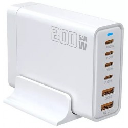 Wuw Chargeur Rapide 200W GaN 6 Ports (4xUSB-C / 2xUSB-A) - Blanc C214