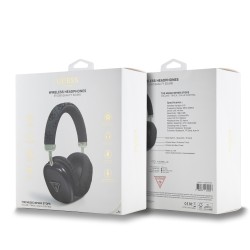 Guess Casque Sans Fil GUESS en Cuir PU 4G avec Logo Triangulaire Noir