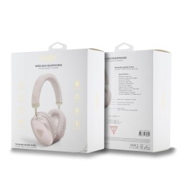 Guess Casque Sans Fil GUESS en Cuir PU 4G avec Logo Triangulaire Rose
