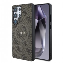 Guess GUESS SAMSUNG GALAXY S25 ULTRA - Coque MagSafe EN CUIR PU 4G AVEC ANNEAU COLORE - Marron