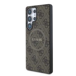 Guess GUESS SAMSUNG GALAXY S25 ULTRA - Coque MagSafe EN CUIR PU 4G AVEC ANNEAU COLORE - Marron