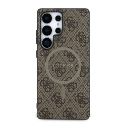 Guess GUESS SAMSUNG GALAXY S25 ULTRA - Coque MagSafe EN CUIR PU 4G AVEC ANNEAU COLORE - Marron