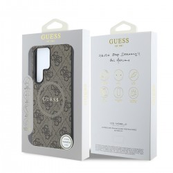 Guess GUESS SAMSUNG GALAXY S25 ULTRA - Coque MagSafe EN CUIR PU 4G AVEC ANNEAU COLORE - Marron