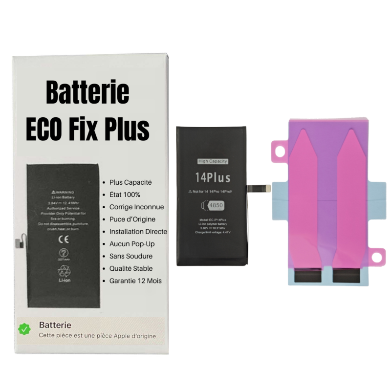 Apple Batterie iPhone 14 Plus (ECO Fix Plus) 130% Plus Durable - Aucun Pop-up / État 100%