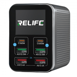 Chargeur Multiport Intelligent A 6 Ports (4 USB-A / 2 USB-C) RELIFE Q4 - Gris