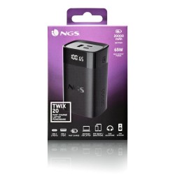 NGS PowerBank NGS Twix 20 Charge Rapide 65W 20000mAh pour Ordinateur et Téléphone Noir