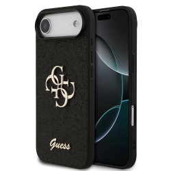 Apple Guess IPhone 17 Pro - Coque Magsafe en PU avec Logo Métallique et Paillettes 4G - Noire