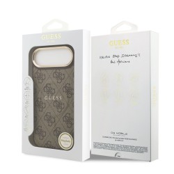Apple Guess IPhone 17 Pro - Coque Magsafe en cuir PU 4G avec Cadre Doré - Marron