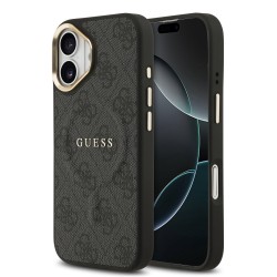 Apple Guess IPhone 17 - Coque Magsafe en cuir PU 4G avec Cadre Doré - Noir