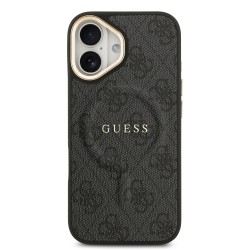 Apple Guess IPhone 17 - Coque Magsafe en cuir PU 4G avec Cadre Doré - Noir