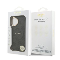 Apple Guess IPhone 17 - Coque Magsafe en cuir PU 4G avec Cadre Doré - Noir