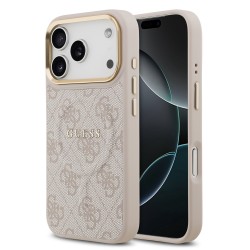 Apple Guess IPhone 17 Pro - Coque Magsafe en cuir PU 4G avec Cadre Doré - Rose
