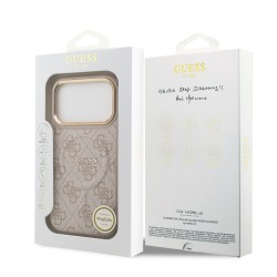 Apple Guess IPhone 17 Pro - Coque Magsafe en cuir PU 4G avec Cadre Doré - Rose