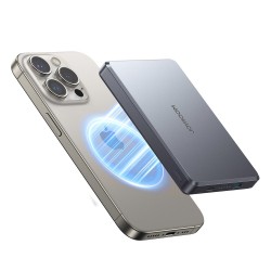 Joyroom PowerBank Joyroom JR-PBM08 Pro Chargement Sans fil 10 000 mAh Ultra-Fin - Gris
