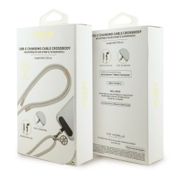 Guess GUESS : Cordon 4G Charm avec câble de chargement USB-C/USB-C Beige
