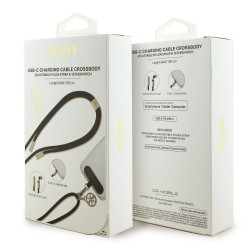 Guess GUESS : Cordon 4G Charm avec câble de chargement USB-C/USB-C Noir