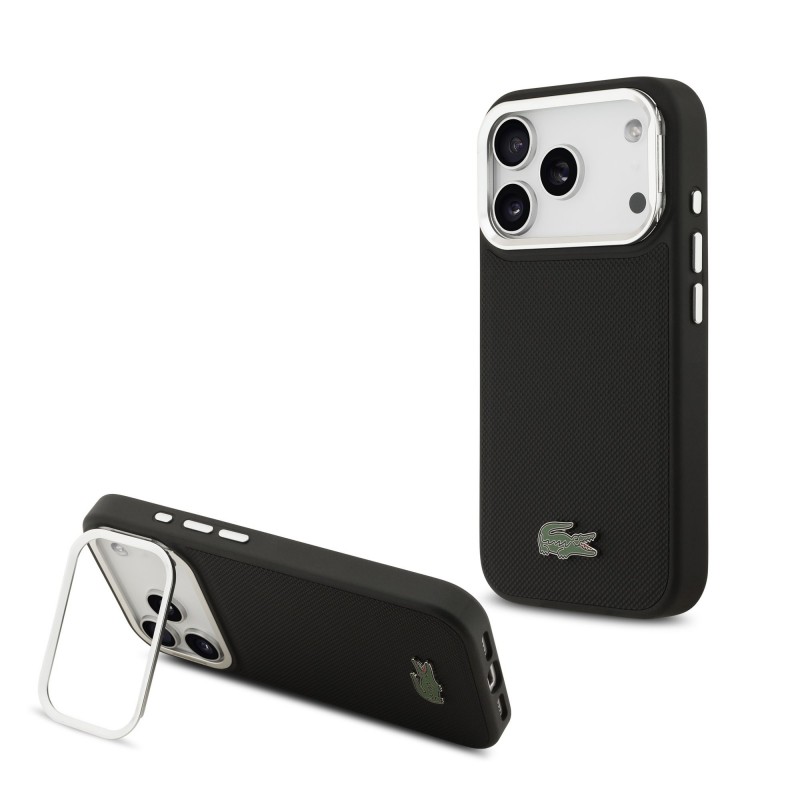 Apple iPhone 17 Pro Max - Coque MagSafe Lacoste Iconic Petit Pique Noir (Avec Cadre Photo)