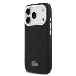 Apple iPhone 17 Pro Max - Coque MagSafe Lacoste Iconic Petit Pique Noir (Avec Cadre Photo)