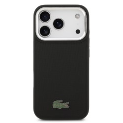 Apple iPhone 17 Pro Max - Coque MagSafe Lacoste Iconic Petit Pique Noir (Avec Cadre Photo)