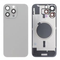 Apple Vitre Arrière iPhone 15 Pro Max Titane Argent Avec MagSafe (Sans Logo)