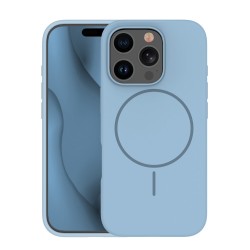 Apple Iphone 17 Pro - Coque En Silicone Fine Magsafe - Bleu Clair