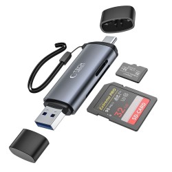 Lecteur De Cartes SD/micro SD Avec Connecteurs USB-C/USB-A - Gris