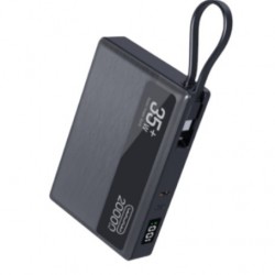 Wuw PowerBank Y155 - 20000 mAh (PD-35 W) - Entrées 2x USB-C + Câble USB-C - Noir