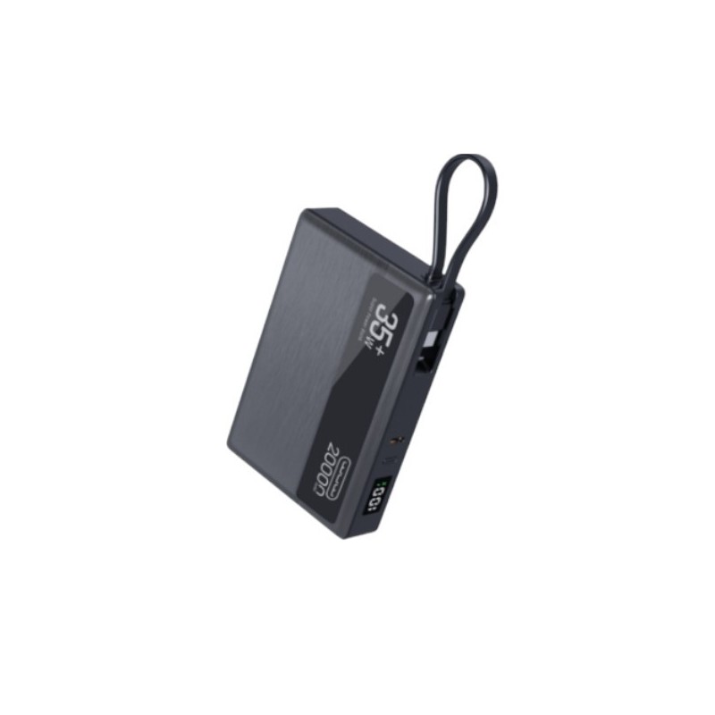 Wuw PowerBank Y155 - 20000 mAh (PD-35 W) - Entrées 2x USB-C + Câble USB-C - Noir