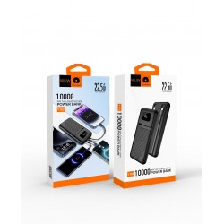 Wuw PowerBank Y163 - 10000 mAh 22.5W Câbles USB-C / Lightning- Noir