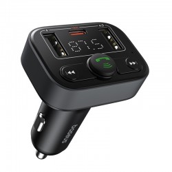 Baseus Baseus S-03 : Émetteur Bluetooth / Chargeur de voiture 2x USB-A / 1x USB-C - Noir