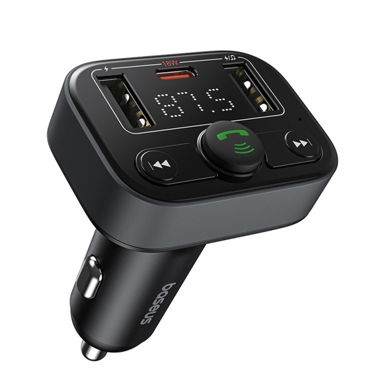 Baseus Baseus S-03 : Émetteur Bluetooth / Chargeur de voiture 2x USB-A / 1x USB-C - Noir