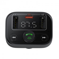 Baseus Baseus S-03 : Émetteur Bluetooth / Chargeur de voiture 2x USB-A / 1x USB-C - Noir