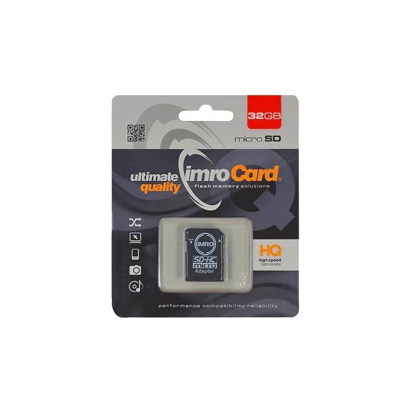 Imro : Carte mémoire 32 Go microSDHC cl. 10 UHS-I + adaptateur Imro : Carte mémoire 32 Go microSDHC cl. 10 UHS-I + adaptateur