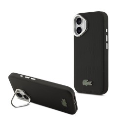 Apple iPhone 17 - Coque MagSafe Lacoste Iconic Petit Pique Noir (Avec Cadre Photo)