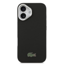 Apple iPhone 17 - Coque MagSafe Lacoste Iconic Petit Pique Noir (Avec Cadre Photo)
