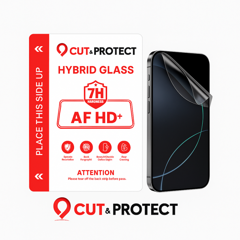 CUT & PROTECT Pack De 20 Films Cut & Protect Hybrides en PET très épais (0.35mm) ( smartphones plats uniquement )