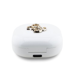 Guess Écouteurs Bluetooth Guess 4G avec Logo en Métal TWS Blanc