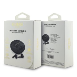 Guess Écouteurs Bluetooth Guess PU 4G Script Logo ENC TWS Noir