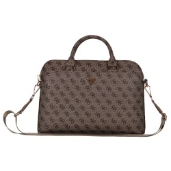 Guess GUESS : Sacoche PU 4G 13"/14"/15" avec Logo Triangulaire, Marron (pour laptop 13"/14"/15", documents...)