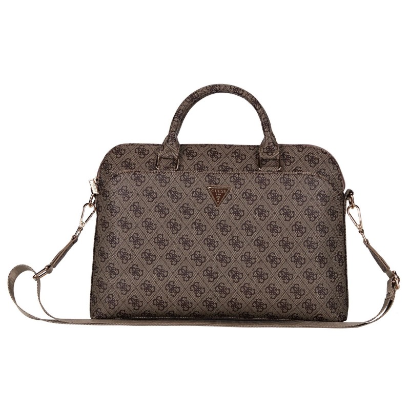 Guess GUESS : Sacoche PU 4G 13"/14"/15" avec Logo Triangulaire, Marron (pour laptop 13"/14"/15", documents...)